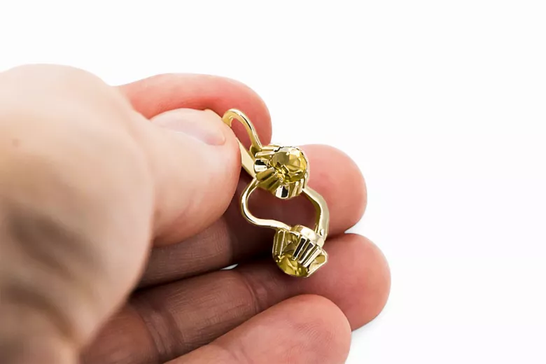 Vintage Jewlery Earrings Yellow Peridot 14K Yellow gold vec027y